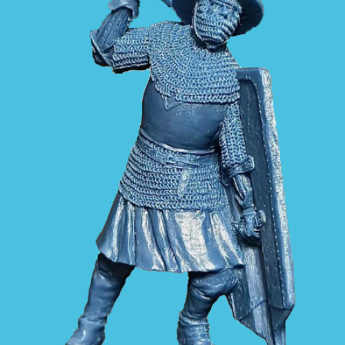 02. Hussite avec fléau d'armes et pavois.